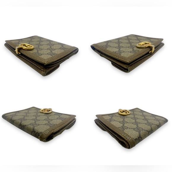Vintage Gucci Leather/Vinyl Bifold Brown Wallet GG Gold Hardware GG Monogram Web - Picture 15 of 17